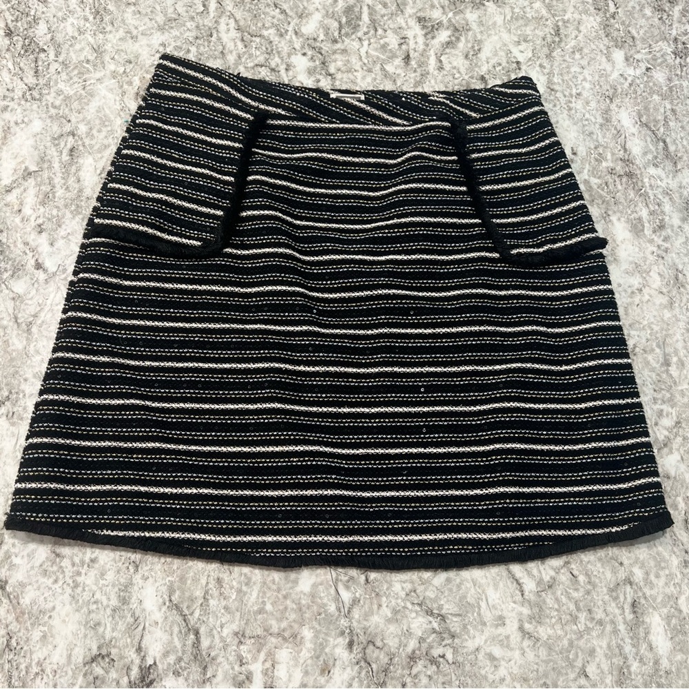 mo : vint skirt New York skirt black gold striped faux pockets lined work